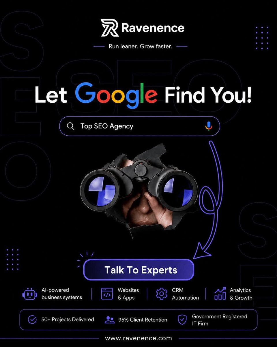 pulockdebroy's tweet photo. Being searchable isn't enough, your customers need to find you.

At Ravenence Limited, we combine SEO, AI automation, and modern web solutions to help businesses grow.

50+ Projects • 95% Client Retention

#Ravenence_Limited #SEO #WebDevelopment #AIAutomation #BusinessGrowth https://t.co/34Hk6WQs5U