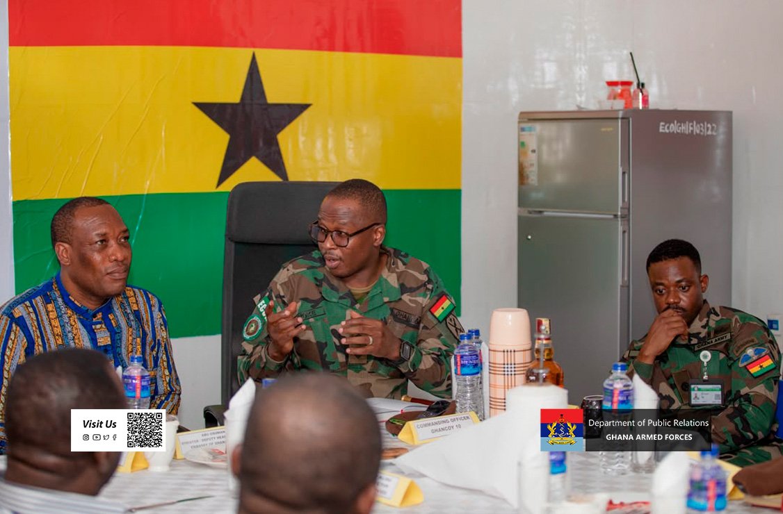 GhArmedForces's tweet photo. The Deputy Head of Mission from the Embassy of Ghana in Senegal-Dakar, Dr. Abu Osuman has paid a visit to the Ghanaian contingent (GHANCOY 10) serving with ECOWAS Mission in the Gambia (ECOMIG) on Friday 24 July 2026 at Barra. 

https://t.co/gVOR7wTz5H

Story by ECOMIG GHANCOY 10
Picture by Sergeant Senyaglo Paul