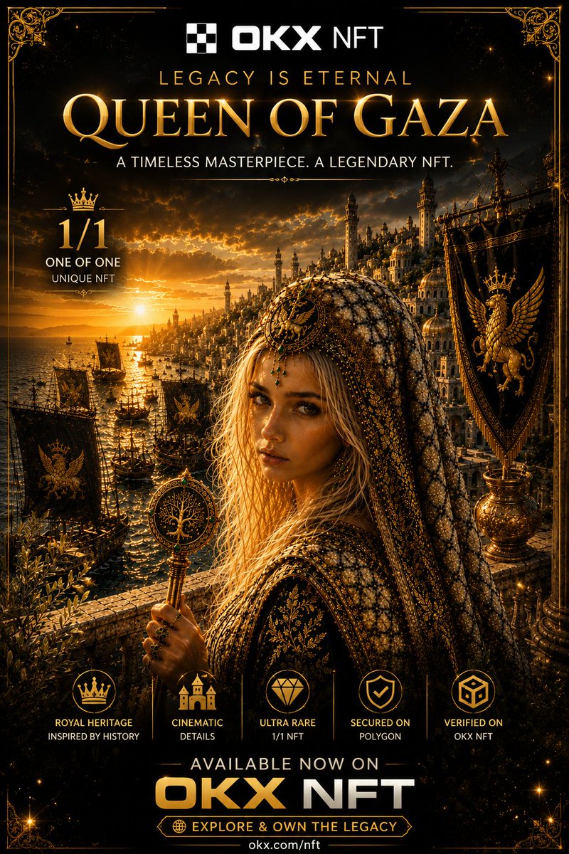 OmariWeb3's tweet photo. π Queen of Gaza β Eternal Legacy
A unique 1/1 NFT inspired by the timeless heritage and resilience of Gaza. Own a legendary piece of digital history.
π Available now on OKX NFT.
π https://t.co/p4YyZ9j4wvβ οΏ½
#NFT #OKXNFT #BNBChain #DigitalArt #Web3 #OneOfOne #CryptoArt https://t.co/pGITQq0tVv