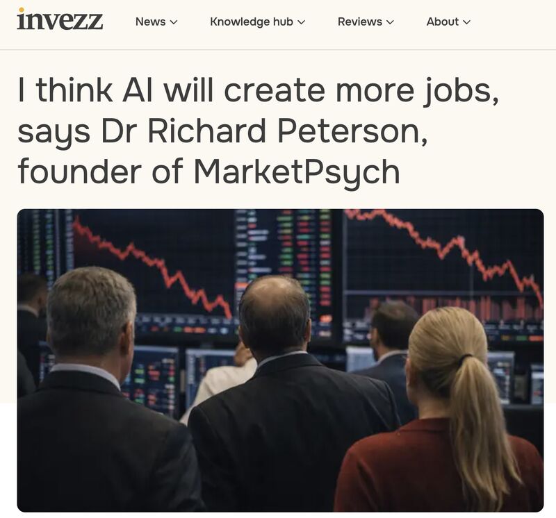 MarketPsychAdv's tweet photo. Dr. Richard Peterson comments on AI economic and market impact, via Invezz's Harsh Vardhan at the Zero Sum podcast:

https://t.co/ddyGm1KgsW https://t.co/3CfMXCBtjo