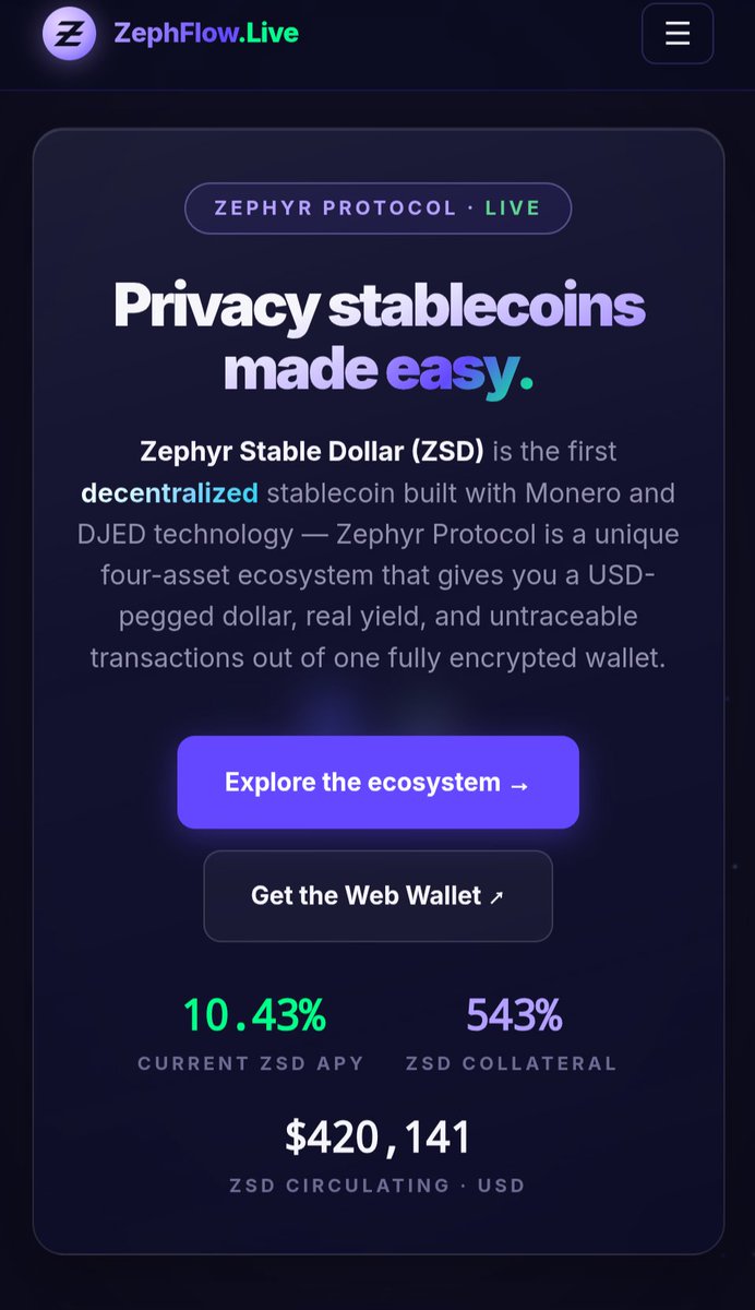DrFuture8000's tweet photo. How is NO ONE TALKING about this 👇

550% Overcollateralized Stablecoin 

With 10.4% APY 👀

@zephyr_org https://t.co/OXGlpBDEQw