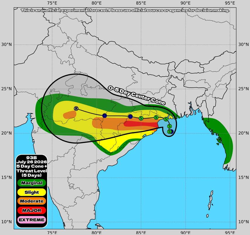 hurricane_chase's tweet photo. Tropical Depression #93B has developed in the Bay of Bengal and is expected to make landfall in #India within the next 48 hours, where it could deliver MAJOR Impacts in the form of flooding!
#wx #cyclone https://t.co/Vrz7l89y9Y