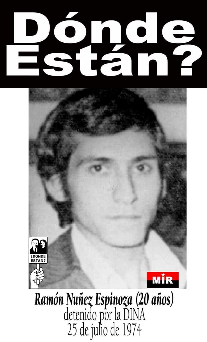 RadioUmbral's tweet photo. Ramón Osvaldo Núñez Espinoza, 
20 años de edad, estudiante de la Universidad Técnica, militante del MIR, fue detenido y desaparecido por la Dina  el 25 de julio de 1974, en su domicilio ubicado en la comuna de Renca
No Olvidamos 
No Perdonamos https://t.co/UKRfN47UNt