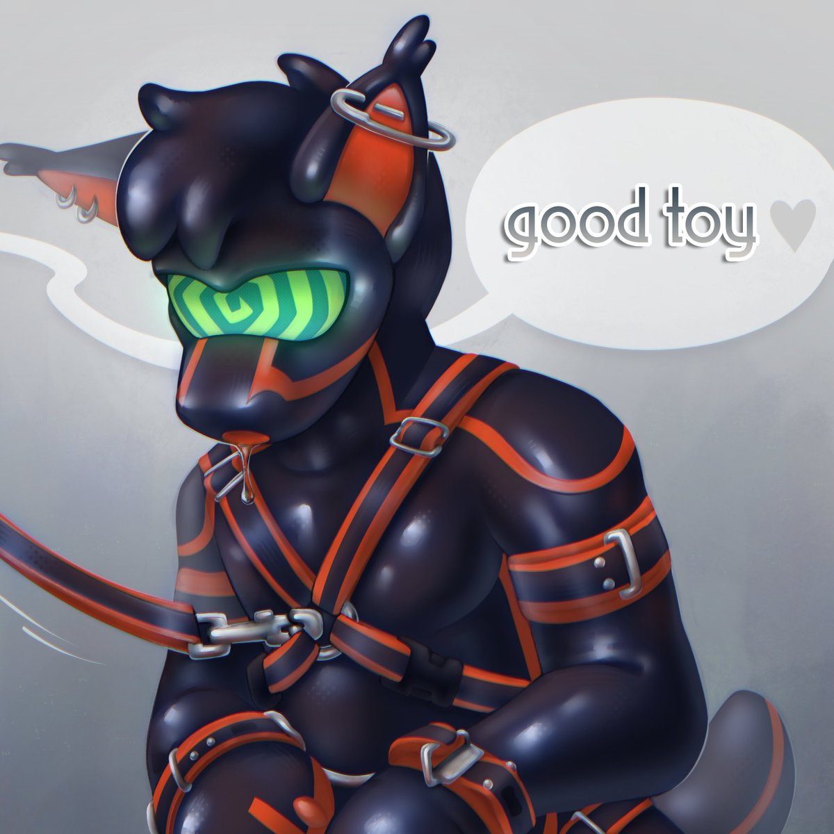trashyote's tweet photo. such a good toy <3 
finished drone ych for mulch, full below!
#SqueakySaturday https://t.co/m73FZav5ln