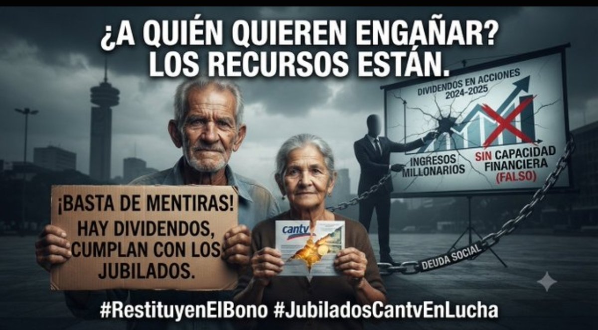 ccordeve's tweet photo. Los Jubilados y Sobrevivientes de #Cantv no tenemos culpa del "desorden" administrativo de parte de quienes dirigen a esta, es muy importante hagamos una auditoria social que solicitaremos siendo accionistas de esta empresa, Los Recursos están #RestituyanElBono @araguaneynews1 https://t.co/YrfQcRDUjP