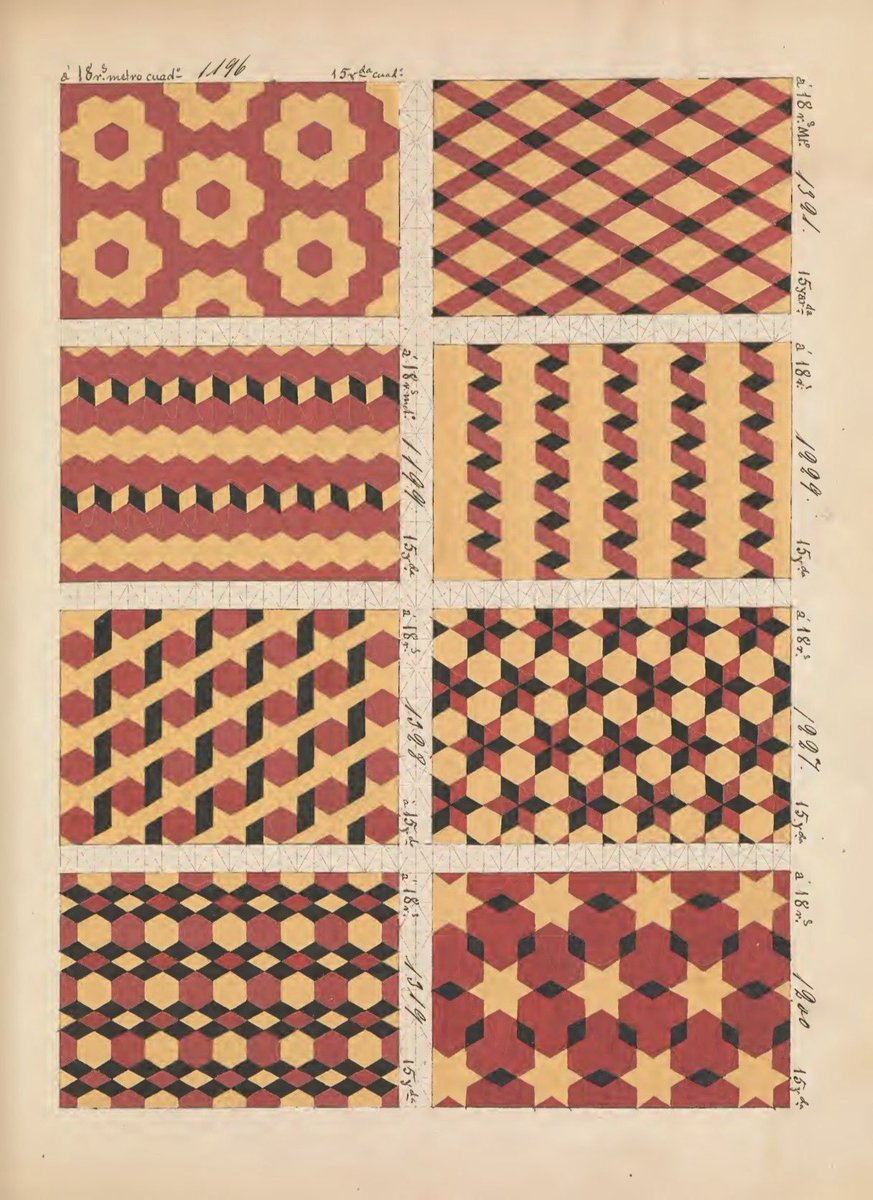 MeditateColor's tweet photo. Hijos de Miguel Nolla, Álbum de estilos, c. 1880.

Trade sample book of geometric floor mosaics produced by the Nolla factory in Valencia. https://t.co/XfgVmeE6kA