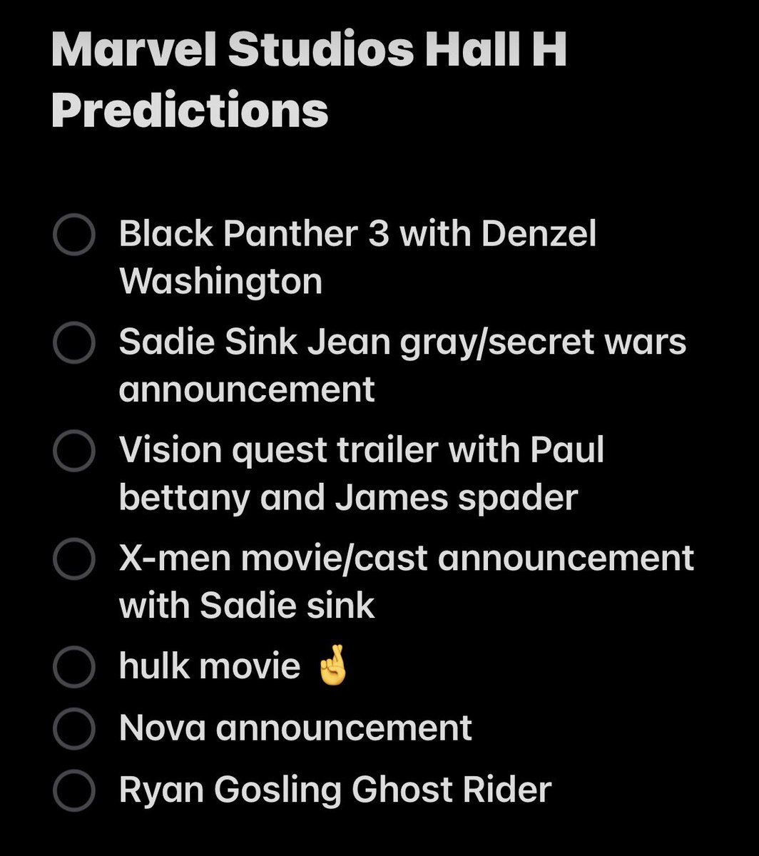 graysonbc1011's tweet photo. Here’s my predictions for Hall H later today https://t.co/X6mi0ofGHv