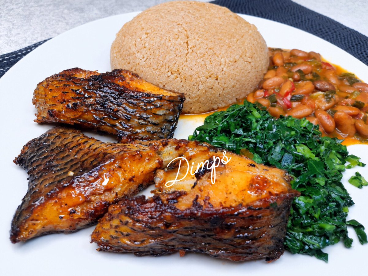 KingJayZim's tweet photo. Ummmmmm Dimpi? This is a graze and a half. Absolutely smashed it! The browning and the “gloss” on the fish. The peanut butter rice,the beans,the greens….. all cooked to perfection! 

Thank you for the recipe too. I am going to give it a go on #FishyFriday ,but I’ll use bream. Yours doesn’t look like bream,or is it? 

I see sugar on the list of ingredients? Yoh. 

Need I say more? 

This is a solid 10/10 from me. @TeamFuloZim 

@ngaapinde