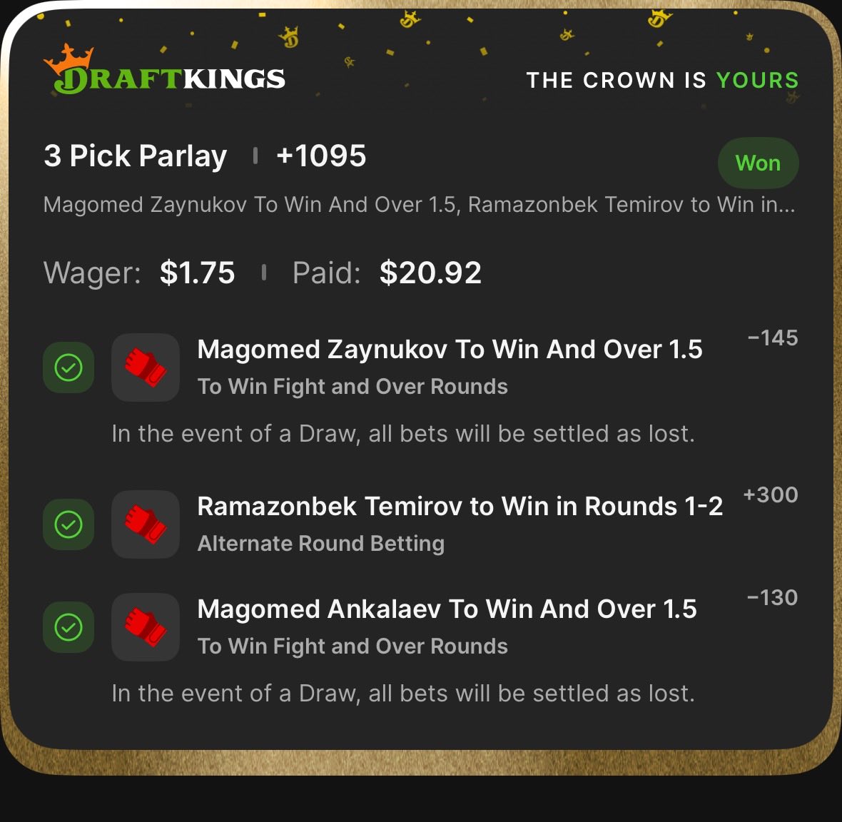 SMDFTB44's tweet photo. Honestly had a shit day with parlays today but snatched a few wins https://t.co/CrxYfeyOB2
