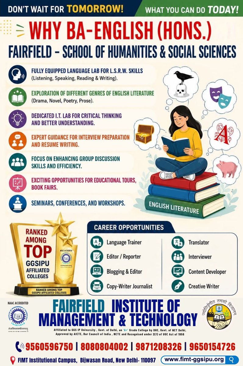 FIMTDELHI's tweet photo. GGSIPU Admissions Open | CUET | IPU-CET | CLAT | JEE-MAINS
💻 B. Tech. (CSE / IT / AI&ML / ECE)
⚖️ BA-LLB (Int.) & BBA-LLB (H.) & LLM
💼 BBA (Gen.) & B. Com. (H.)
📝 BA-Eng.(H.) & B.Ed. & BCA
🎟️ https://t.co/EWFon6V9Wn
#FIMT #GGSIPUAdmissions #CollegeAdmissions https://t.co/s2PfFTc7TW