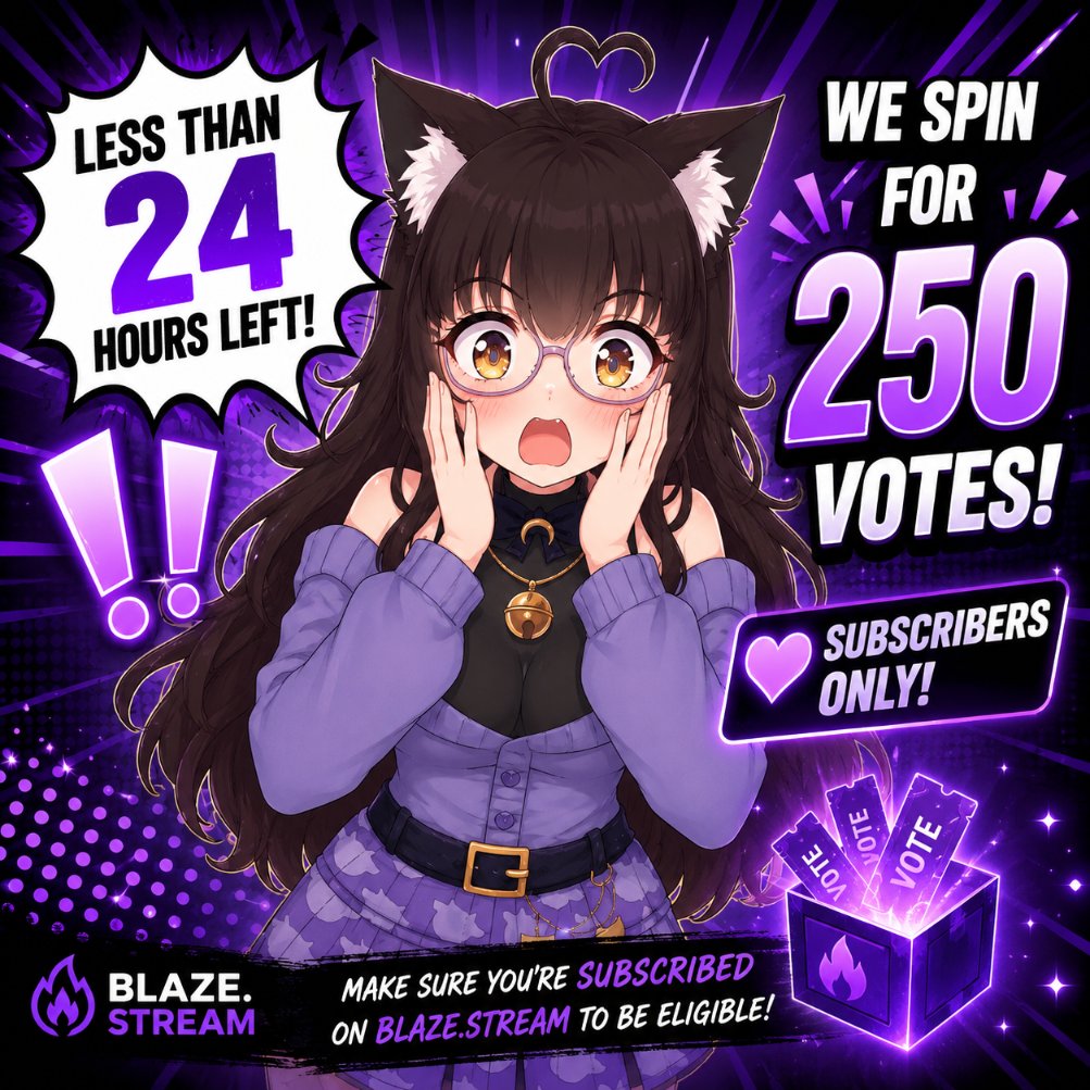 DesirableBottom's tweet photo. ⏰ Less than 24 hours left!

Tomorrow we spin the wheel for 250 BLAZE Votes 🎉

💜 #Subscribers only are eligible, so if you've been thinking about joining, now's the time!

See you on https://t.co/yZ7Dly3iLC ! 🔥 #BlazeStream #Giveaway #Subscribers

💜 Resub Hype! 💜

A massive thank you to @Cynthia_Stnkmp  and @4_DUBB  for renewing your subscriptions! 🎉🔥

Your support keeps the fire burning and helps us continue building an amazing community. You're appreciated more than you know! 🚀