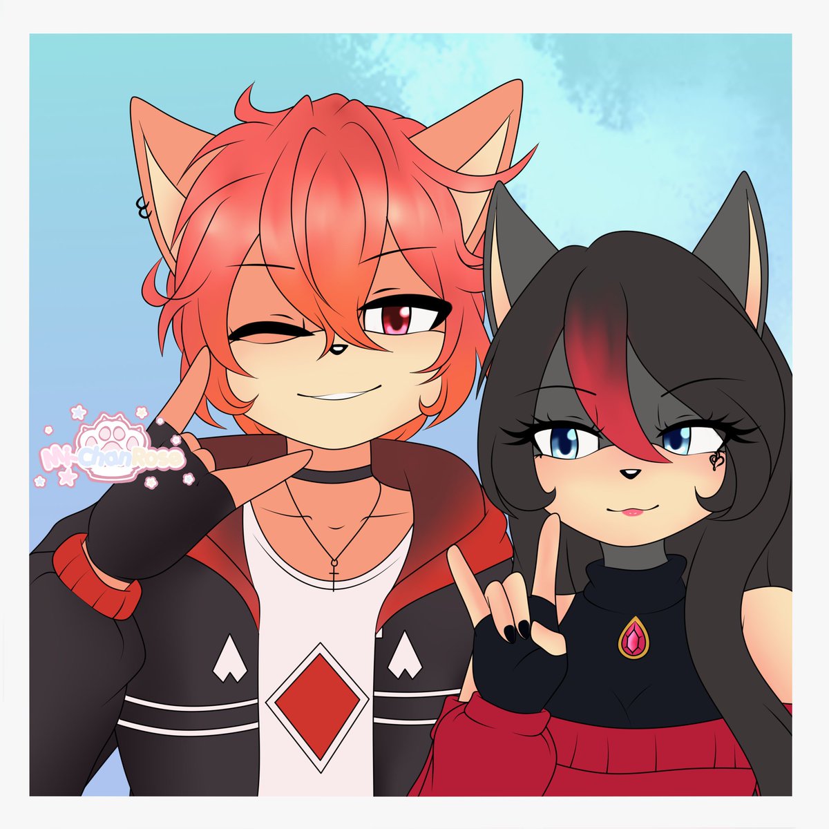 MichanRose1's tweet photo. Fotito de los amigos! Dash y Mi-chan luego de su reencuentro <3 

#digitalart #oc #art https://t.co/fVV7pnD4KV