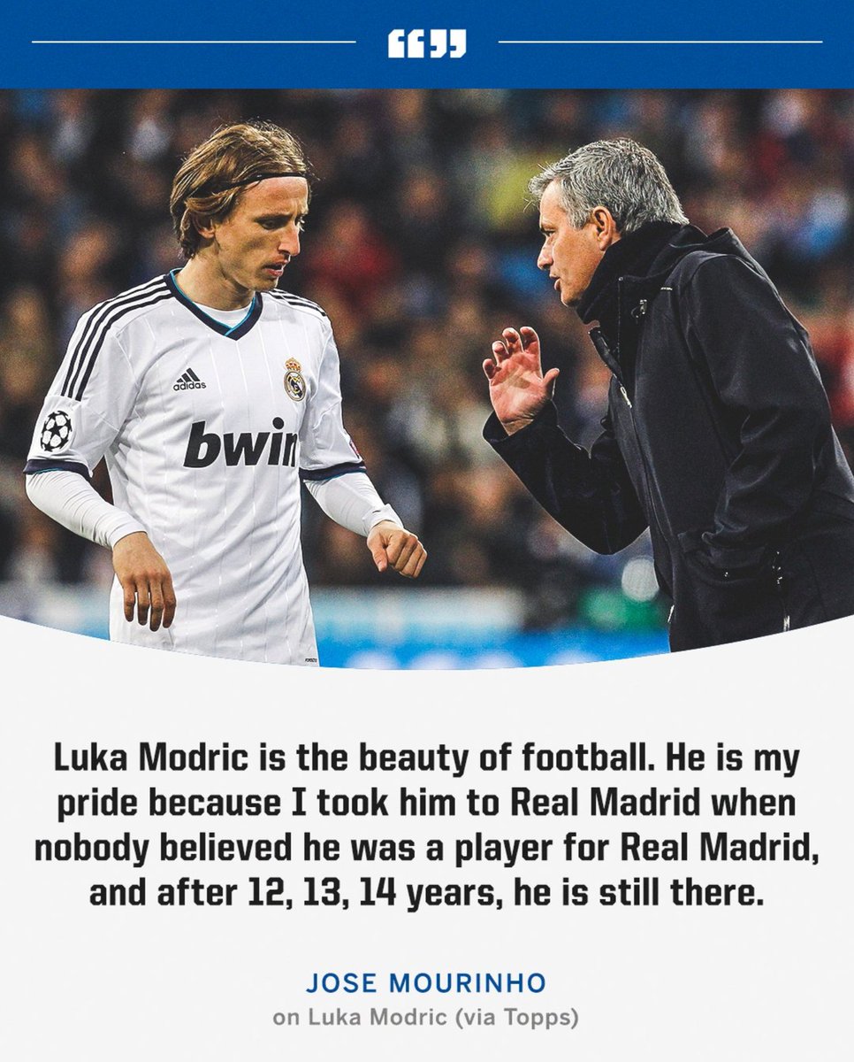 ESPNUK's tweet photo. Throwback to Jose Mourinho talking about Luka Modric being his "pride" in football 🥹❤️ https://t.co/3LmPMBhWlv