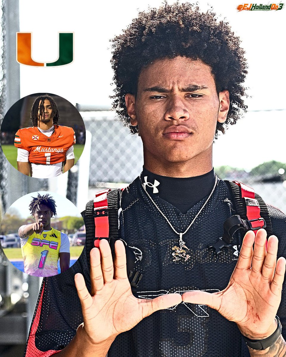EJHollandOn3's tweet photo. "They know where home is"

Elite Miami QB commit CJ Cypher (@CJCypher7) wants five-star WR Brysen Wright (@bfye904) and his @SouthFLExpress teammate, five-star CB A'mir Sears (@amirsears1_), to join him at The U #GoCanes. https://t.co/f7gXpCYBqu https://t.co/yPEbgveeK6