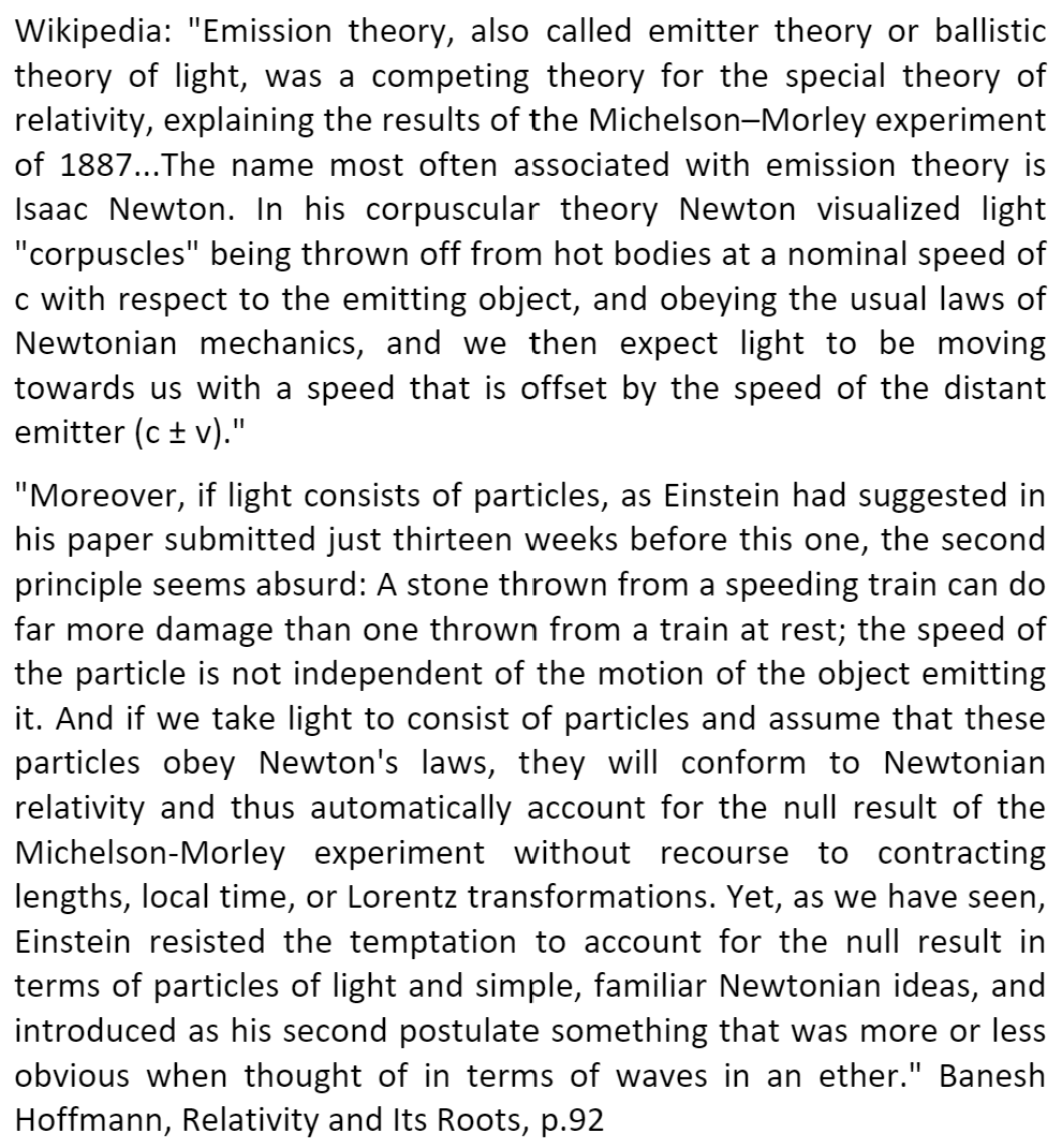 pentcho_valev's tweet photo. The fundamental lie of modern physics:

AI: The speed of light in a vacuum is a universal constant (c = 299,792,458 m/s), and the famous Michelson–Morley experiment helped prove it does not act as a variable dependent on Earth's motion.

Exactly the opposite is true: https://t.co/KjnC9nRTiU