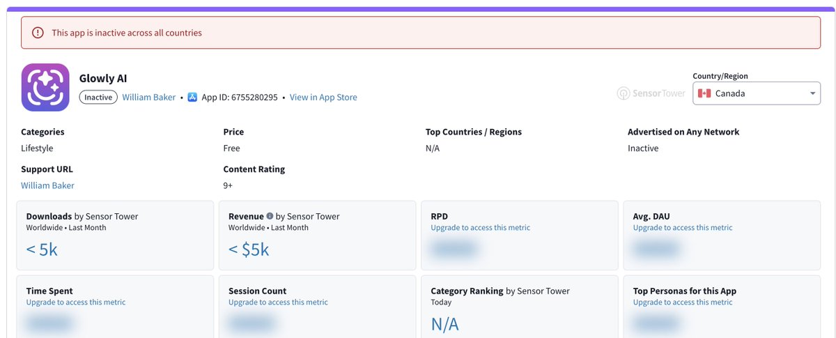 Manolo49301's tweet photo. @athcanft will's app is marked as inactive and i can't find it on the appstore anymore, anybody knows what happened to it?

even on sensortower it says it's inactive https://t.co/0gQFSG0Lro