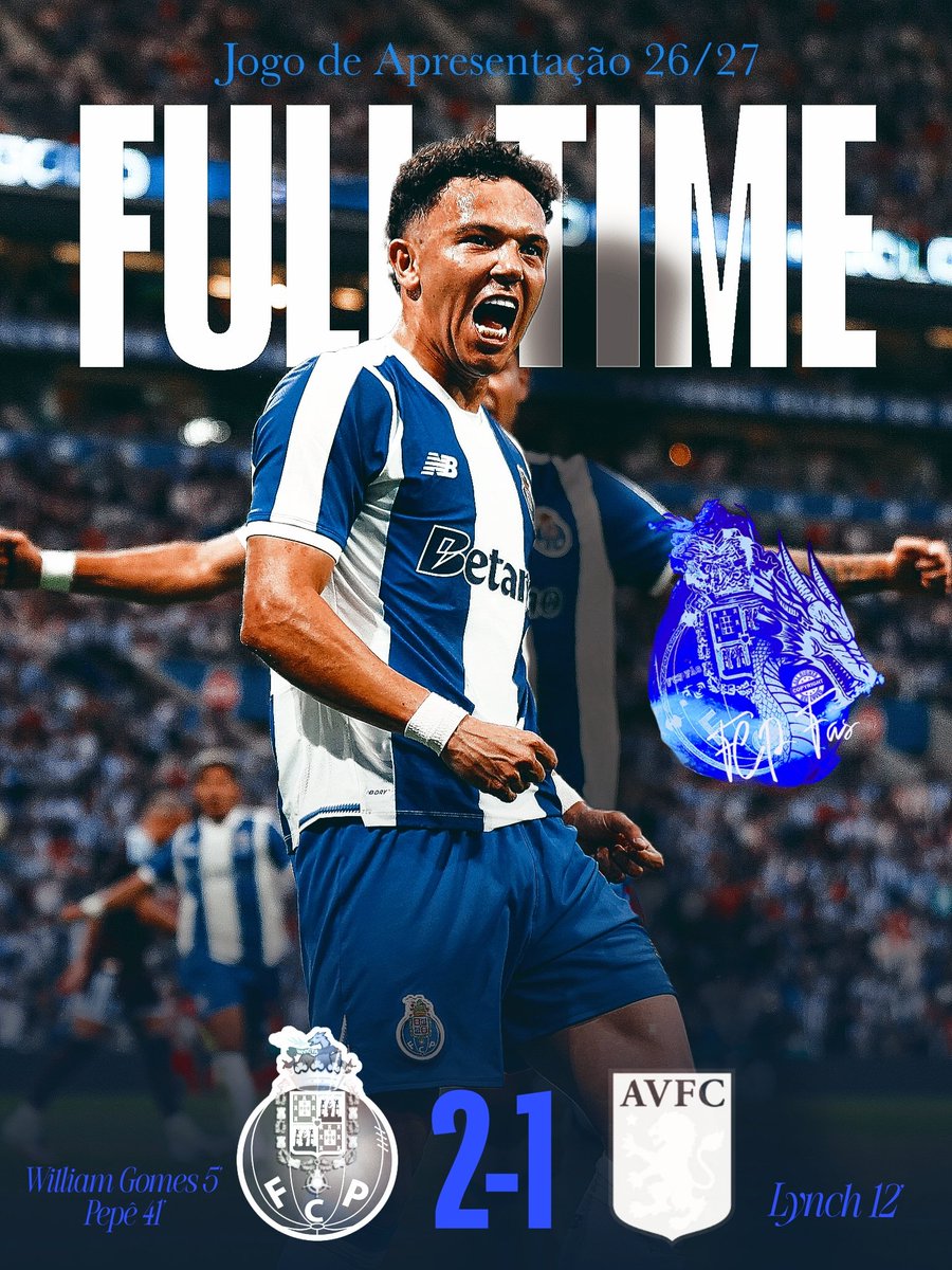 portistas2023's tweet photo. 🔵⚪ FULL-TIME /FIM DE JOGO

FC PORTO 2-1 ASTON VILLA 

Vitória no nosso regresso a casa em dia de apresentação versão 26/27 💙

#FCPAVFC #PortoDeHonra #FCPorto #Farioli #RumoAo32 https://t.co/EHdbB99VcR