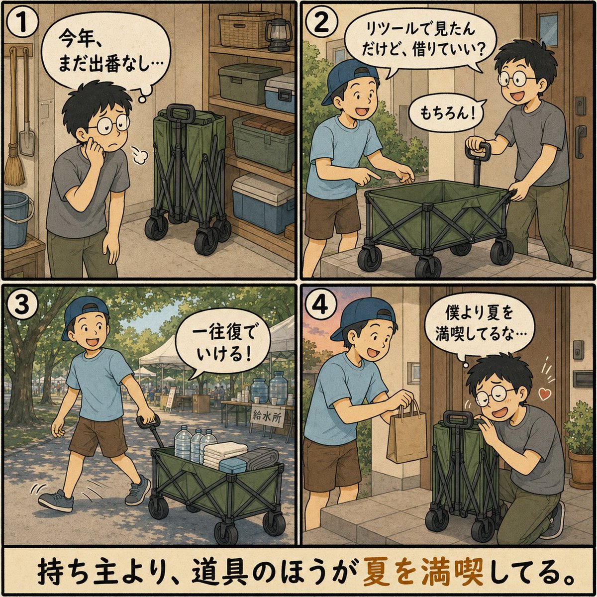 Retool_jp's tweet photo. 節約あるある
キャンプ用カートレンタルフリマに出品したら、
自分よりもたくさん出かけてる😅

眠っているものを有効活用しよう！ https://t.co/OomOkeeP2g