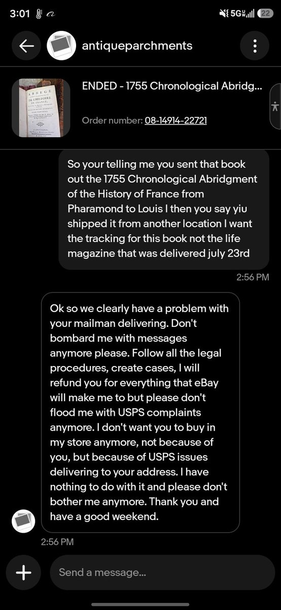 DonDevilleBooks's tweet photo. Buyers beware of antiqueparchments on Ebay and here on X. My order arrived missing a book, I never received separate tracking for it, and eBay refunded me. I also found multiple verified buyers reporting similar issues. Read the feedback and decide for yourself. #eBay #Books #AntiquarianBooks #BuyerBeware