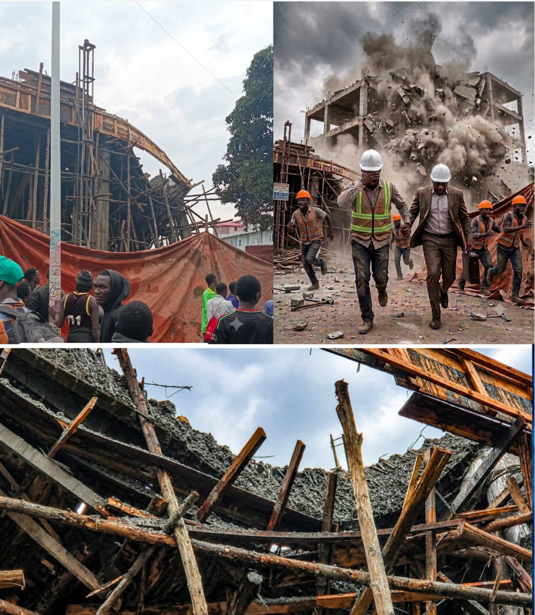 Alfrednsaba's tweet photo. 🚧🛑Scores of construction workers narrowly escaped death on Monday afternoon after a multi storey building under construction partially buckled along Bishop Tucker Road in Mukono Municipality, raising fresh concerns about construction safety standards, enforcement of building regulations and the quality of supervision on private developments.

The incident occurred as workers were pouring concrete on the second floor of the building. According to eyewitnesses, one of the supporting pillars suddenly failed, causing one side of the structure to bend inward and leaving the building dangerously unstable.

Why have Buildings continued to Collapse During Construction🚧
  These are some of the Statements Followed & Implemented 🤦 on site by so Called *Yinginiyas☠️) & end up leading to the collapse of buildings

"I know someone who can do it at a cheaper price"
"Engineers are expensive yet they don't do Much work"
"Add more water in that concrete"
"Add more wheelbarrows of Sand"
"Y10 can do the same work of Y16, Kasta they are all steel bars🤦"
"You remove the Formwork, the slab looks to be strong ❌"

What really needs to be done To STOP These Occurrences
@UIPE_Uganda 
@ERBUganda 
@NBRBug 
@KCCAUG 
@PoliceUg