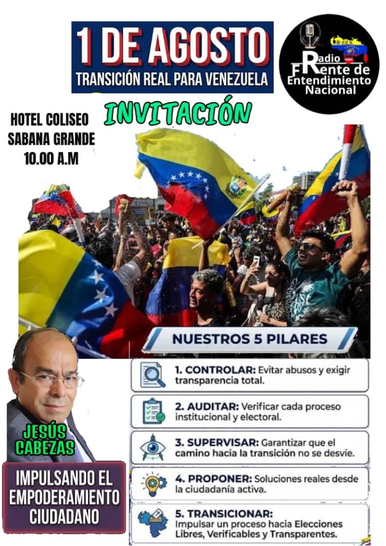 UnidadSuperior's tweet photo. ÉCHALECABEZA/FEN
​Este 1 de agosto, asumamos el compromiso de empoderarnos, movilizarnos y exigir la transición real que merecemos. ¡El futuro de Venezuela se construye con la participación activa de cada uno de sus ciudadanos!
​¡Empodérate, organiza y avanza por la democracia! https://t.co/1uSBJexvAZ