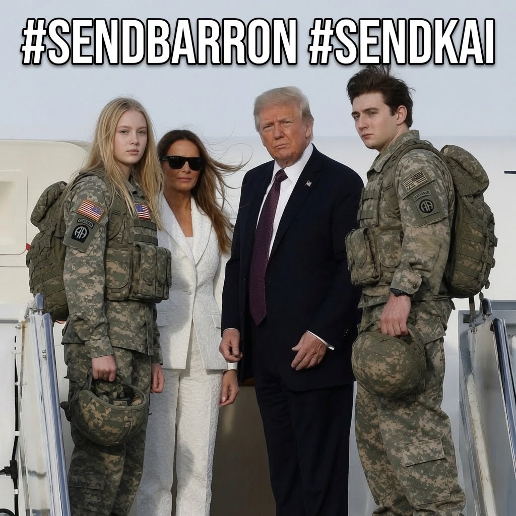 RioPaloma1's tweet photo. If we are going to send in a ground invasion of Iran, let the Trumps lead the way! #DraftBarronFirst #SmokefleetApproved #LiamsAngels https://t.co/VhfPYi2LBQ