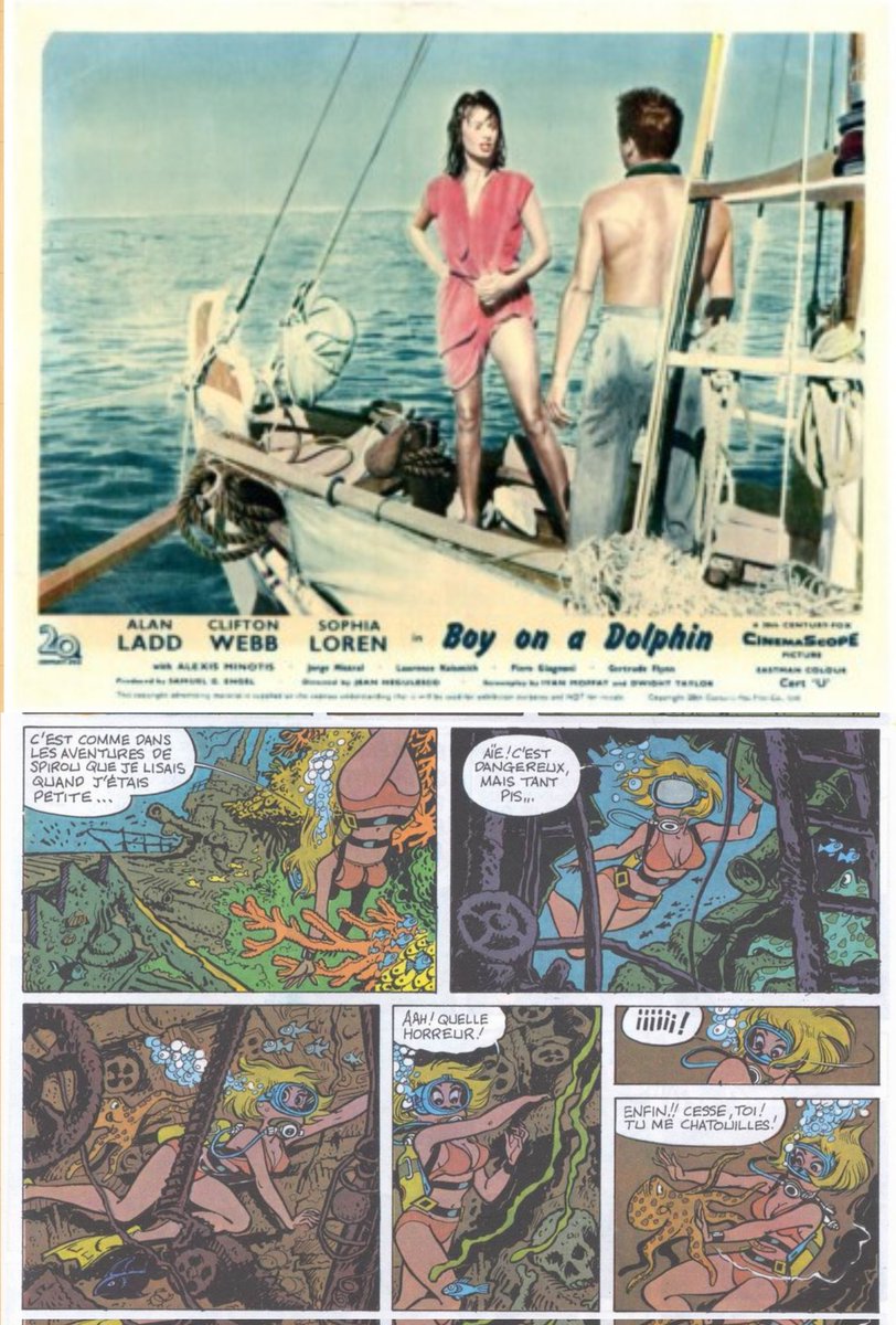 LibrosVintage's tweet photo. Algunas escenas me recuerdan a 'Le Treizième Apôtre' (1976), el 6° álbum de #Natacha 

Aunque el guión de Tillieux se basa en 2 aventuras publicadas antes de la novela y la película, Walthéry sí pudo tomar alguna idea del film para el apartado gráfico 
https://t.co/8k5TmtXDAa https://t.co/d4uzv17pkC