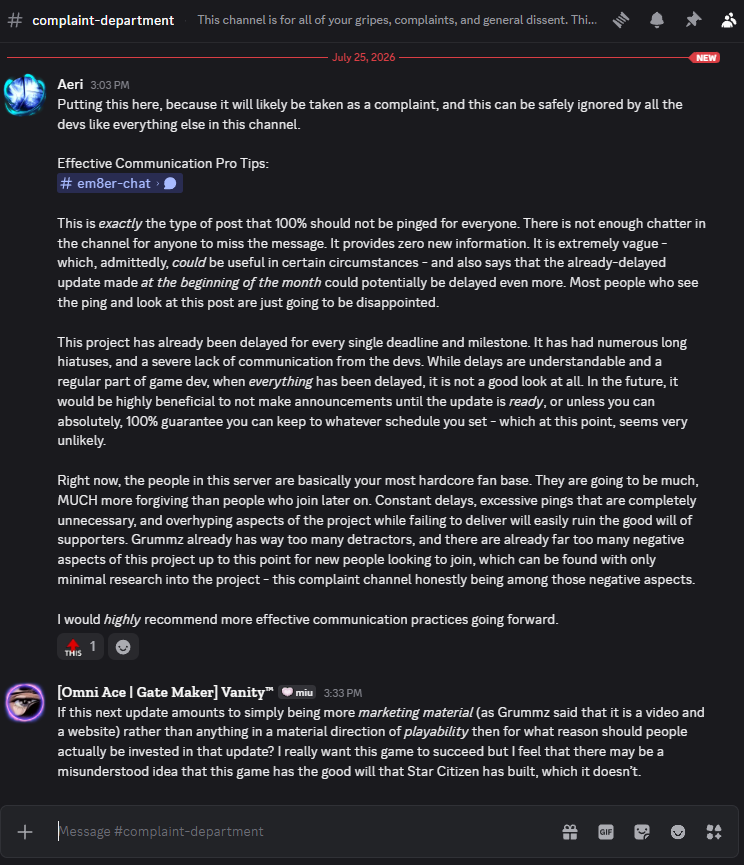 Victummz's tweet photo. Em-8ER's financial supporters continue to express their frustration at Mark Kern's non-updates. https://t.co/phLkZ3xEIA