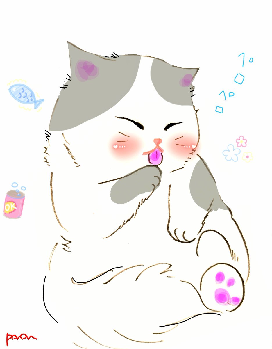 KoronPoro's tweet photo. おはよー😸🐟
#イラスト　#ねこ https://t.co/drT1oZYu3o