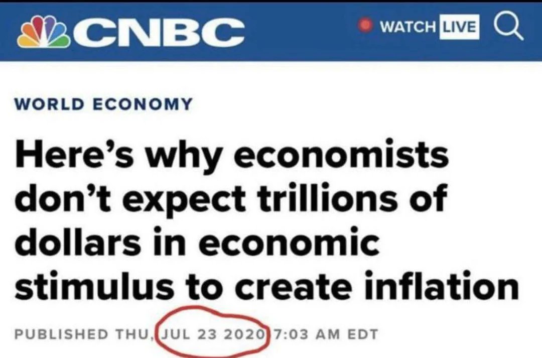 ReviewsPossum's tweet photo. B-b-but the experts told us printing six trillion dollars worth of stimulus checks wouldn't cause inflation! https://t.co/S3vOayh12a