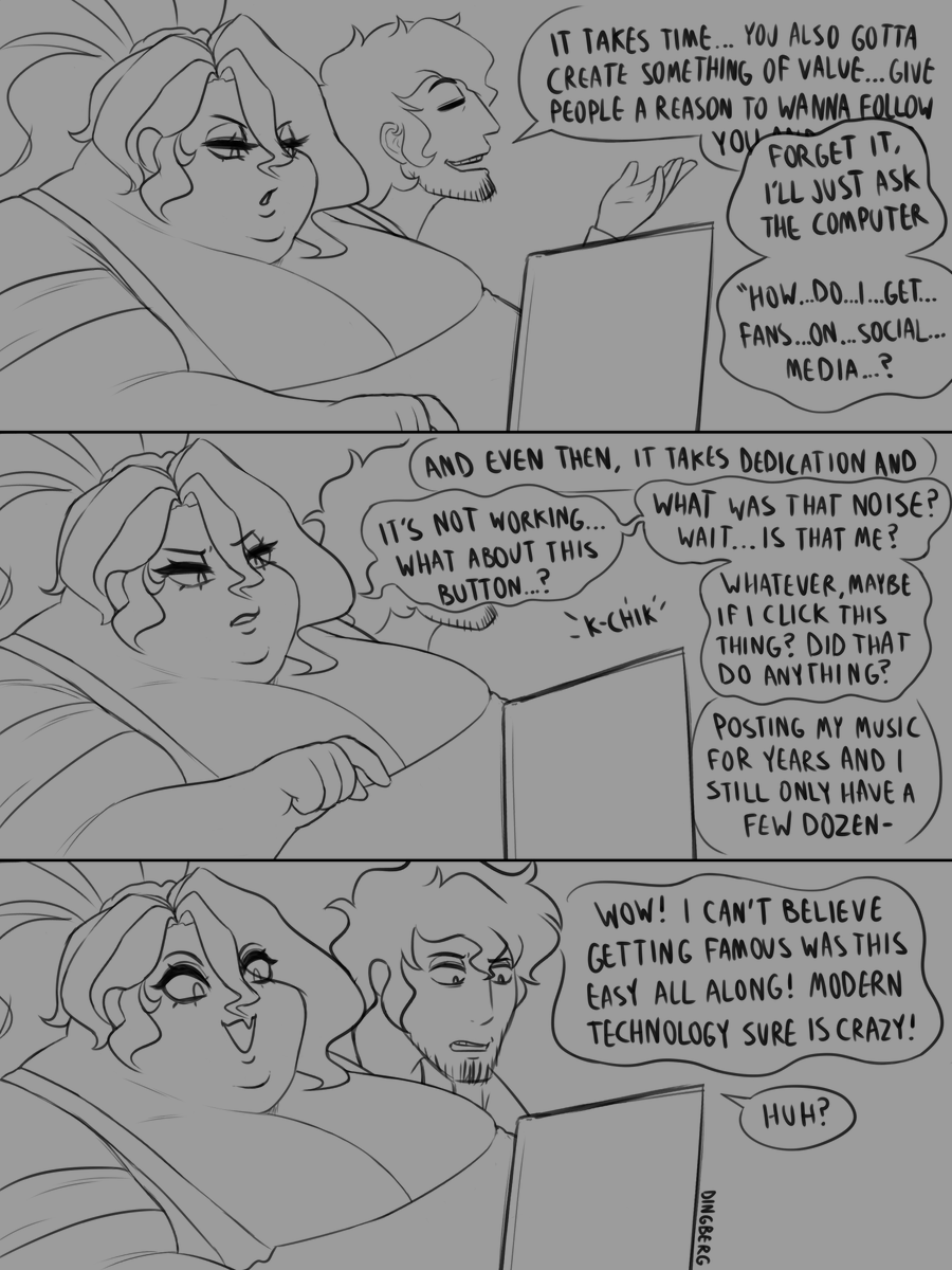 Doinkberg's tweet photo. The comic has been fully roughed out. Here's all the pages together for your viewing pleasure. Now I just have to refine, color, etc. And I'll finally announce what I'm doing to celebrate 3k followers once the comic's all finished up. I hope it's something you'll all enjoy :) https://t.co/JBGozg10Y2