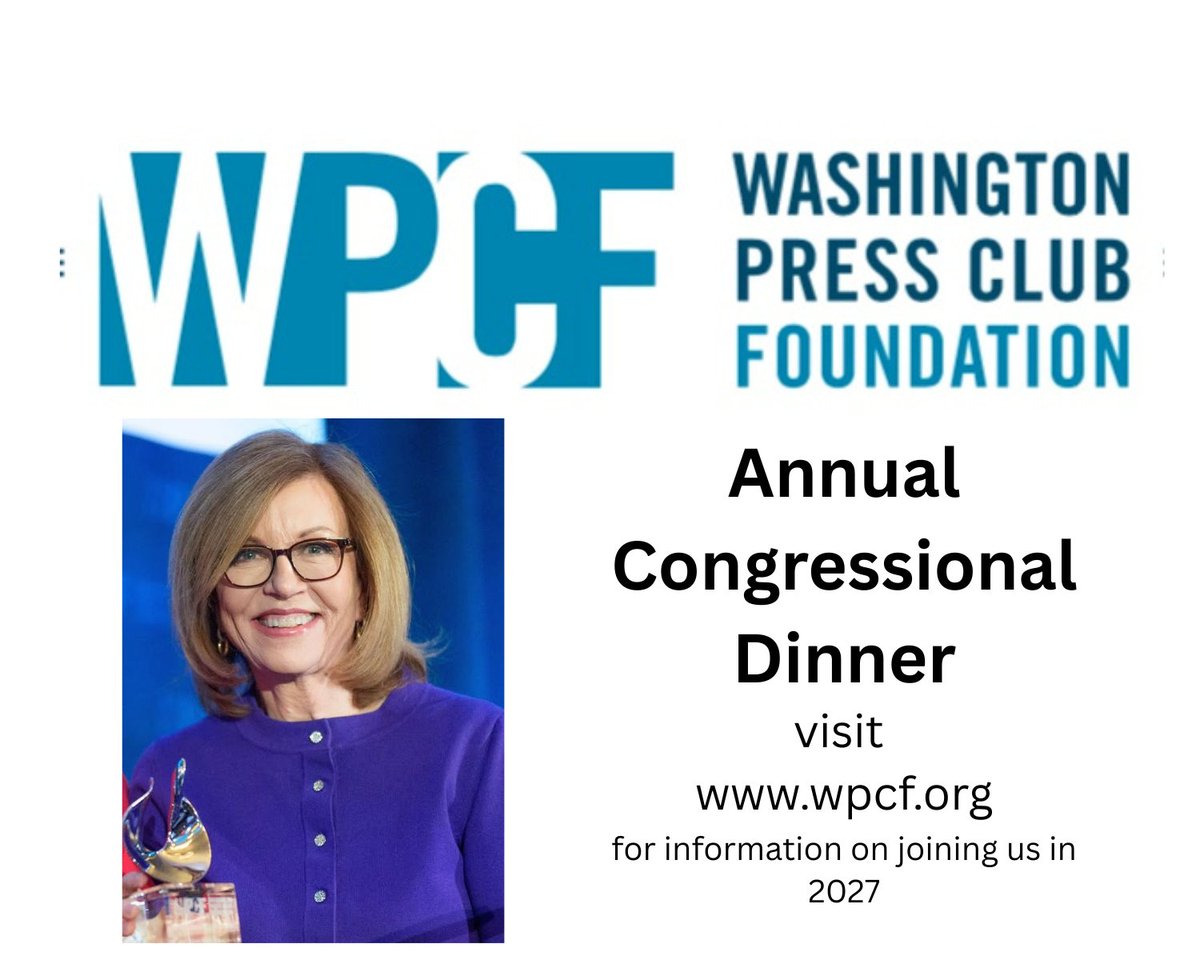 washpressclub's tweet photo. Thank you @SusanPage for the kind words about Washington Press Club Foundation's Annual Congressional Dinner during your coverage of last night's #WHCD. Such a compliment from our 2025 Lifetime Achievement Award honoree! Join us in February at the Waldorf #wpcfdinner for the 81st https://t.co/pgiIDivxbh