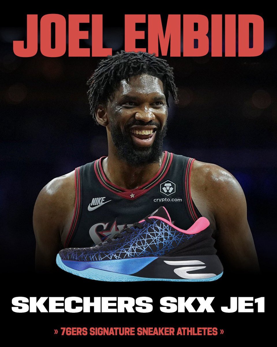 bcapparel's tweet photo. The Philadelphia 76ers now have four signature sneaker athletes on its roster 😳👟
LeBron James - Nike
Jaylen Brown - 741 Performance
Tyrese Maxey - New Balance 
Joel Embiid - Skechers https://t.co/m8PcBAukc5