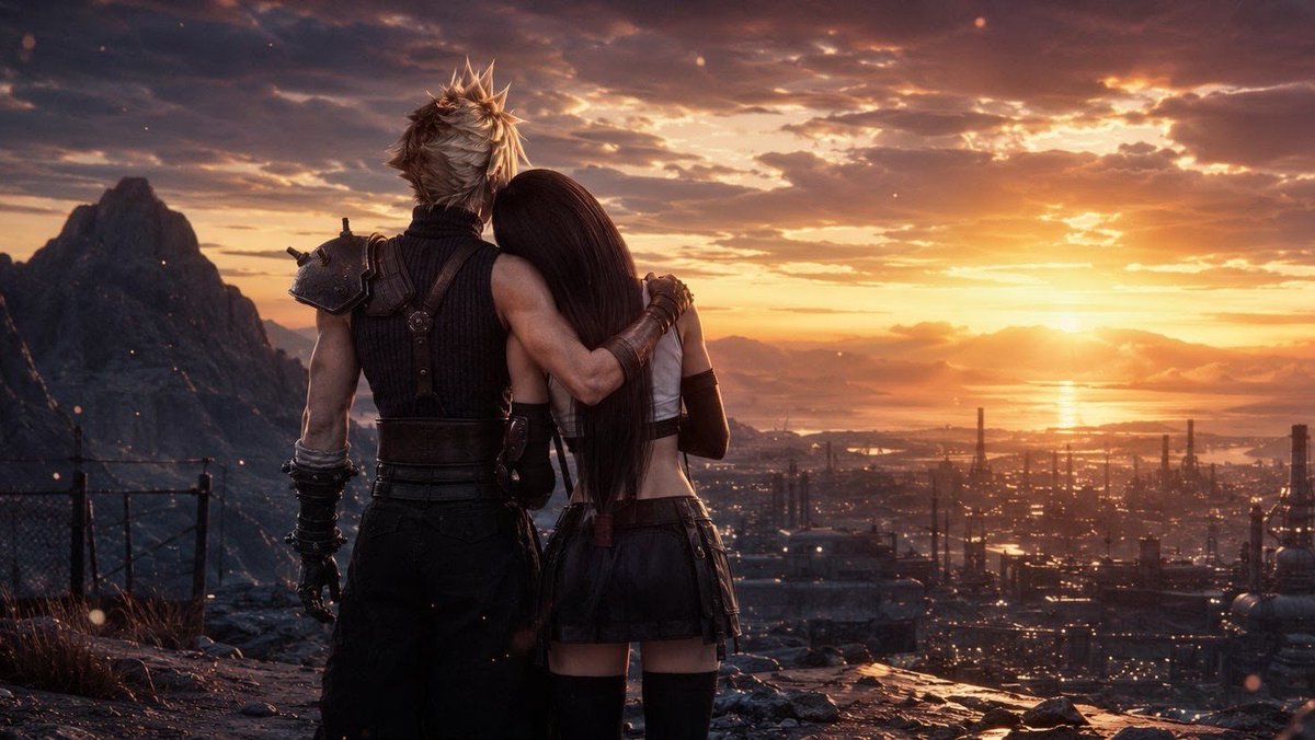 TifaVisualsFX's tweet photo. Cloud with Tifa contemplates the magnificent sunset.
Image created AI by TifaVisualsFX
#FinalFantasyVII #FF7Remake #FF7Rebirth #FF7Revelation #SquareEnix https://t.co/HtZ92IQg4W