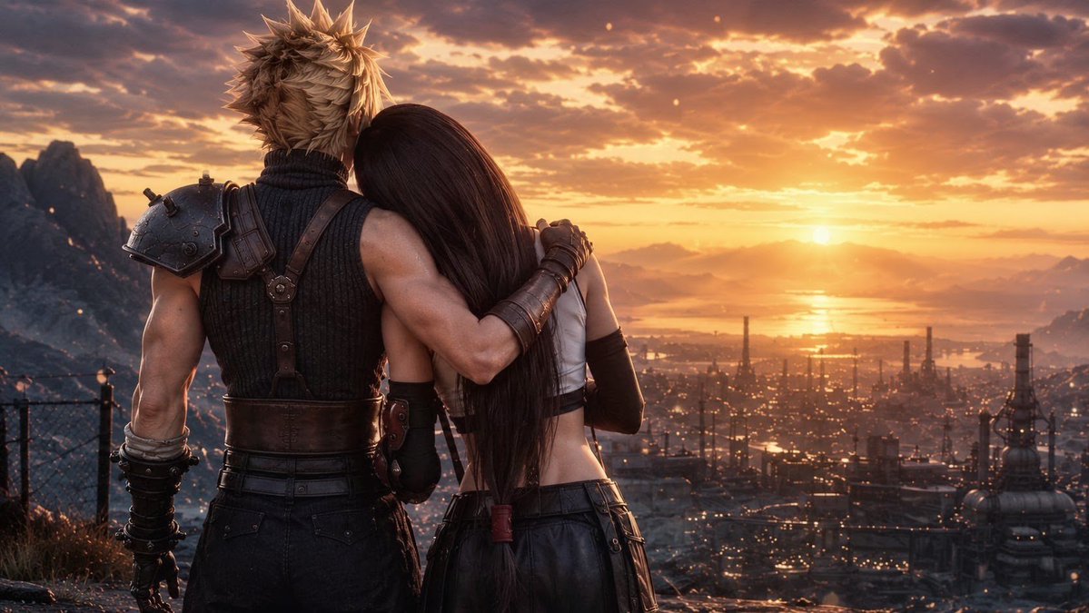 TifaVisualsFX's tweet photo. Cloud with Tifa contemplates the magnificent sunset.
Image created AI by TifaVisualsFX
#FinalFantasyVII #FF7Remake #FF7Rebirth #FF7Revelation #SquareEnix https://t.co/HtZ92IQg4W