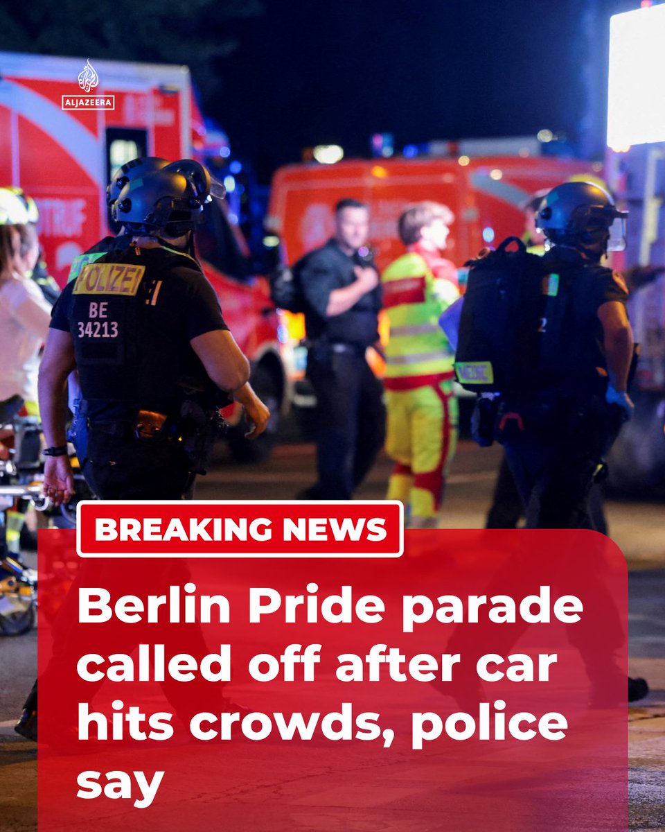 BREAKING: Berlin's Christopher Street Day Pride parade was called off by the organiser on Saturday after a car crashed into a crowd at the city's Tiergarten park, leaving several people injured, police said on X.