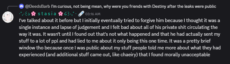 jstlk_'s tweet photo. Wasn't this until she found out you'd sent her videos to more people than JUST Rose/Solo?

Why can't you stop lying about this? Is this pathological? https://t.co/4Okbnrea6h