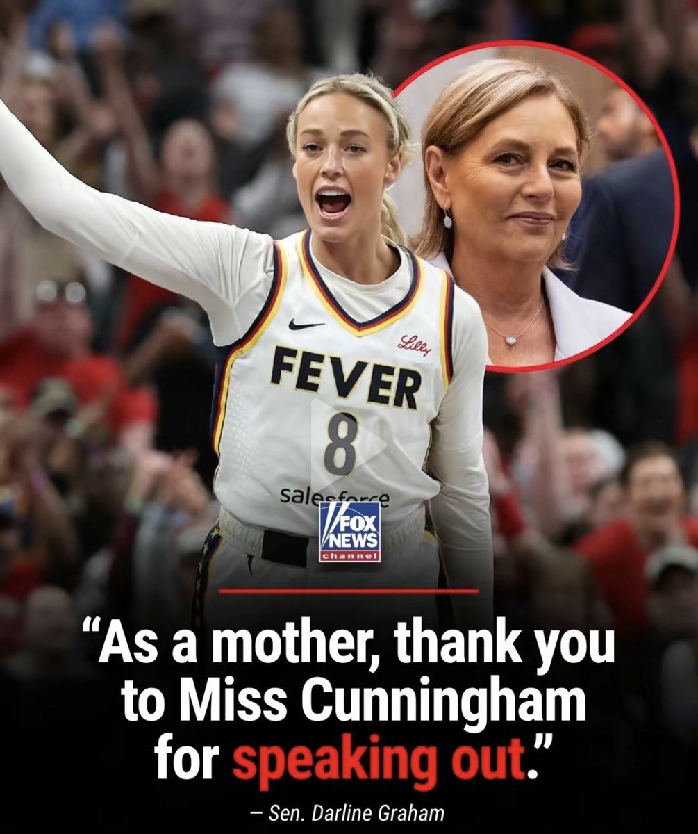 FarmGirlCarrie's tweet photo. Kind words for Sophie Cunningham 
by Senator Darline Graham of S. Carolina,
as she praises the Indiana Fever star after the WNBA player doubled down on her stance that biological males should not compete in women's sports, calling it "common sense" to protect girls' sports.

Source: Fox News
