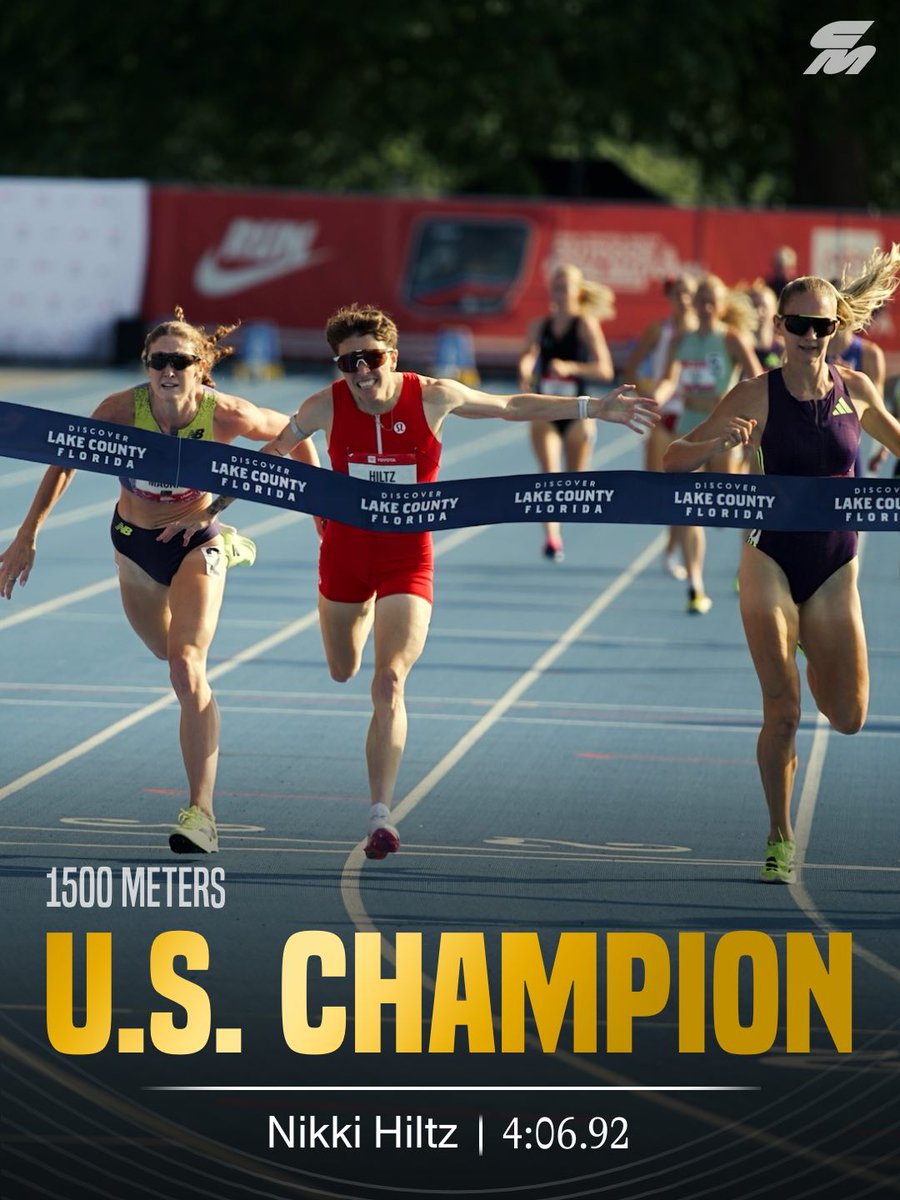 CitiusMag's tweet photo. EIGHT. STRAIGHT. 🥇🥇🥇🥇🥇🥇🥇🥇

Nikki Hiltz wins their EIGHTH consecutive U.S. 1500m title, extending a streak that goes back to 2023 indoors with a flawlessly timed kick to take the #USATFoutdoor win in 4:06.92.

Hiltz used a 58.80 final 400m to overtake and just barely hold off runner-up Addy Wiley by 0.04 seconds, who in turn just beat out third-placed Emily Mackay by 0.02.