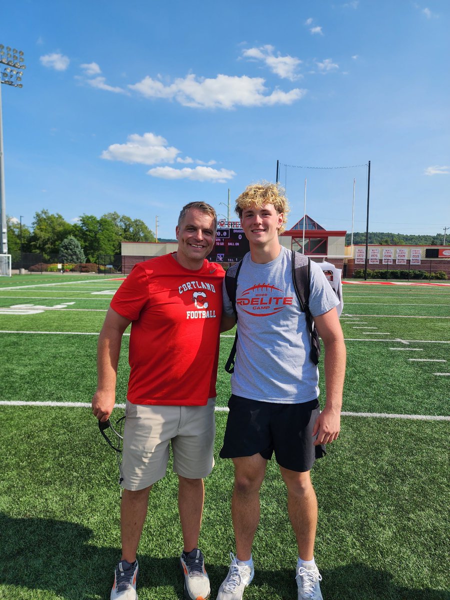 zachdambaugh's tweet photo. After a great camp and talk with @Coach_Blu, and the Cortland staff, I'm grateful to receive my first offer from @CortlandFB! https://t.co/aeTsjfDkvH