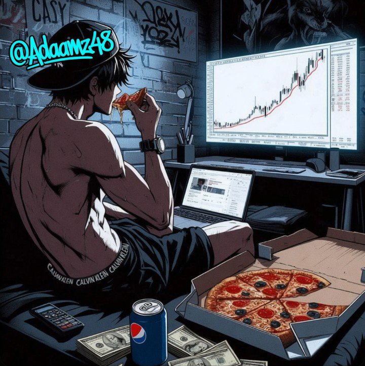 Adaamz48's tweet photo. Success isn't always comes easily. Sometimes it's just you, a chart, a slice of pizza, and the discipline to keep showing up. 📈🍕😎😃 https://t.co/5GceKwK5eb