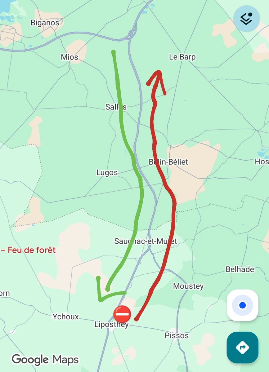 apeuree's tweet photo. FR-ALERT déclenché dans le secteur de Biganos et Mios !

A63 désormais fermée depuis Liposthey vers Bordeaux. Il est demandé d'évacuer vers le pays basque via cette même autoroute dans le sens inverse https://t.co/Slk6r7HJef