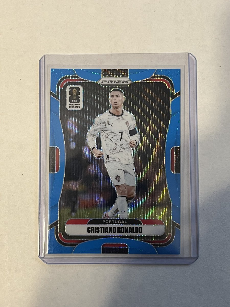 GradedGreatness's tweet photo. 2026 Prizm World Cup Cristiano Ronaldo Blue Wave /225.

Asking $250. Have an offer on eBay currently at $300. https://t.co/UwD16XNpSK