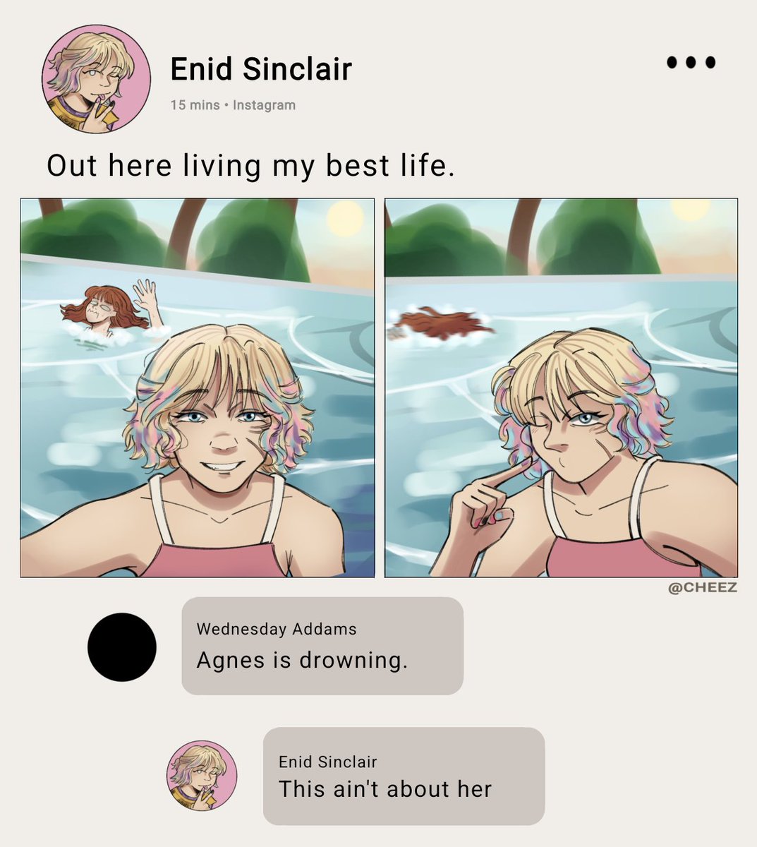 Cheezder's tweet photo. I love the dumb beef that Agnes and Enid had 😭
#Wednesday #Agnes #wenclair https://t.co/2WsZZNVMtc