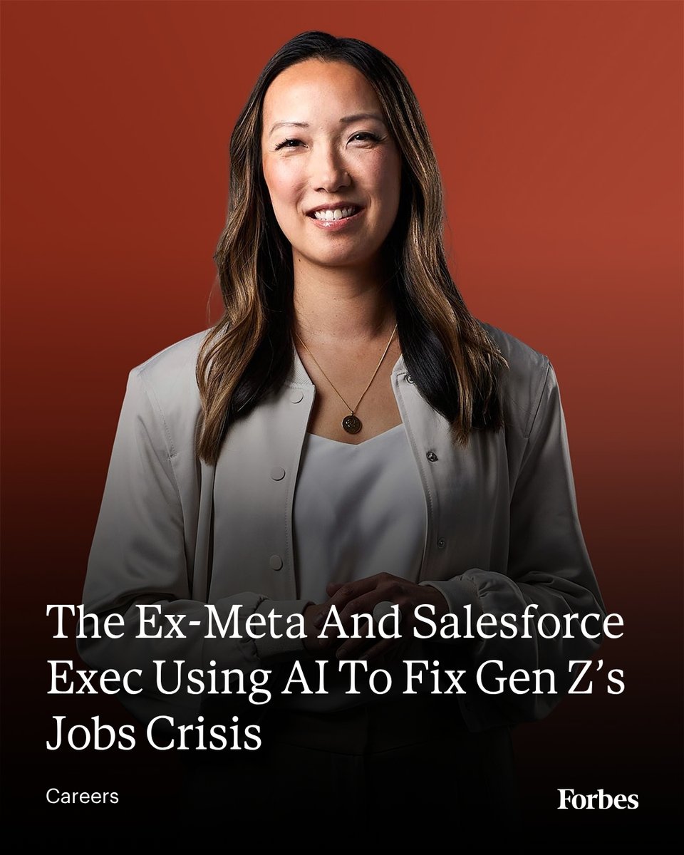 Forbes's tweet photo. After seeing first-hand how artificial intelligence can transform hiring, tech exec Clara Shih started the New Work Foundation to help young people build careers using AI, rather than be replaced by it. https://t.co/CCKqQEZrFc
📸: New Work Foundation https://t.co/K39g8wdcrM