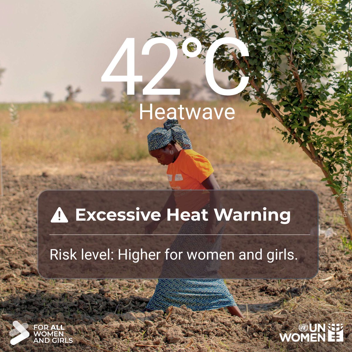 UN_Women's tweet photo. Extreme heat is not just a weather issue.

It's a health issue. A safety issue. An equality issue.

See how extreme heat is deepening gender inequality, and how #ClimateAction can better protect and build a future #ForAllWomenAndGirls.

🔗 https://t.co/9VKK5005o7 https://t.co/JIlwUGuLBN
