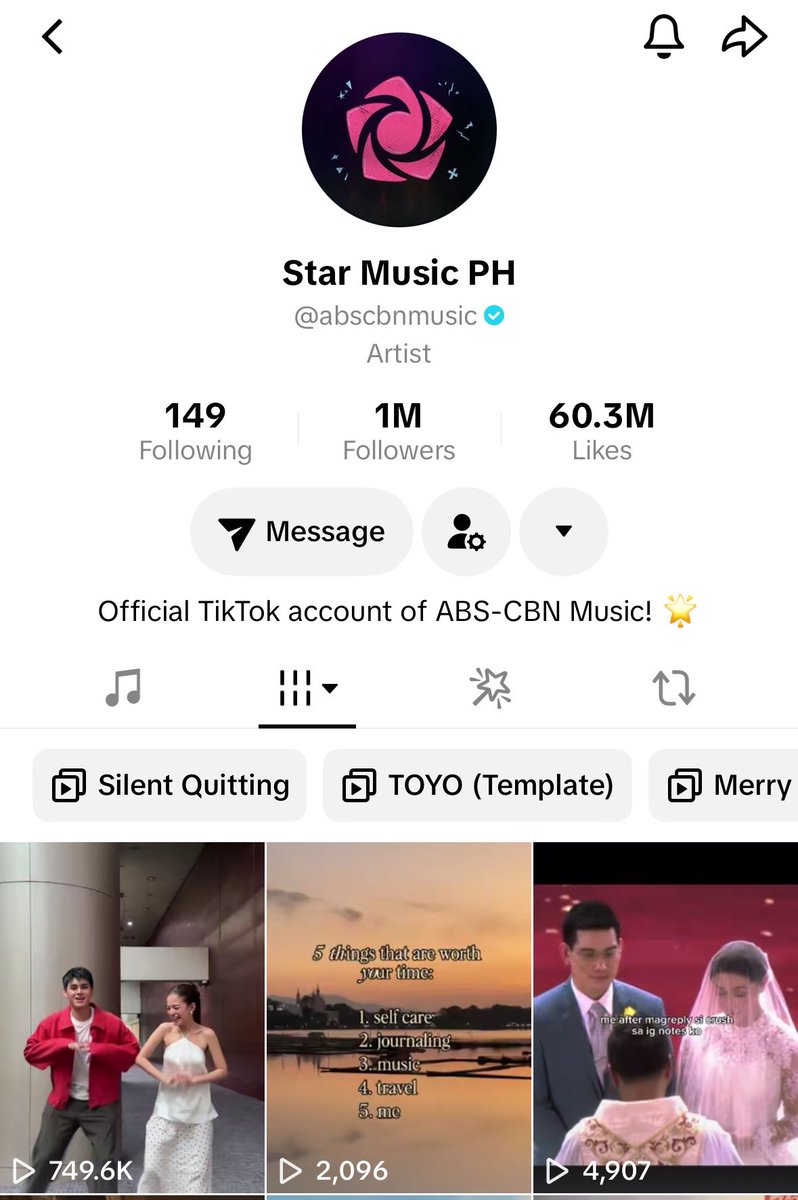TatcyMC's tweet photo. GRABE ROAD TO 1M VIEWS NA SO SO GOOD, AND 58K LIKES PA, WOW 😍

SO FAR DUSTBIA PALANG ANG MAY
 HIGHEST VIEWS AND LIKE SA STAR MUSIC!👏👏🫶🏻💛 GOOD JOB TO DUSBIA NATION!😋 https://t.co/kPMXrPhXCj