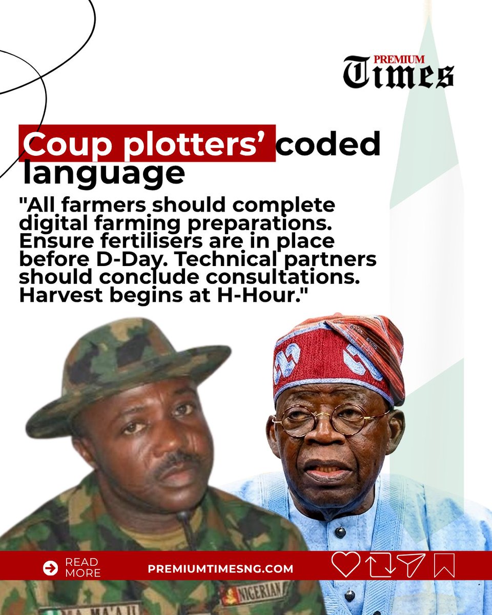 PremiumTimesng's tweet photo. Meaning in English: ''All members of the group should complete operational preparations. Ensure logistics and equipment are ready before the planned execution day. The clerics should finish their prayers or consultations. The operation will commence at the designated execution time.''
This illustrates how the alleged conspirators, reportedly used ordinary agricultural language to disguise discussions about operational planning to overthrow President Bola Tinubu's administration https://t.co/7xyrveyVyc