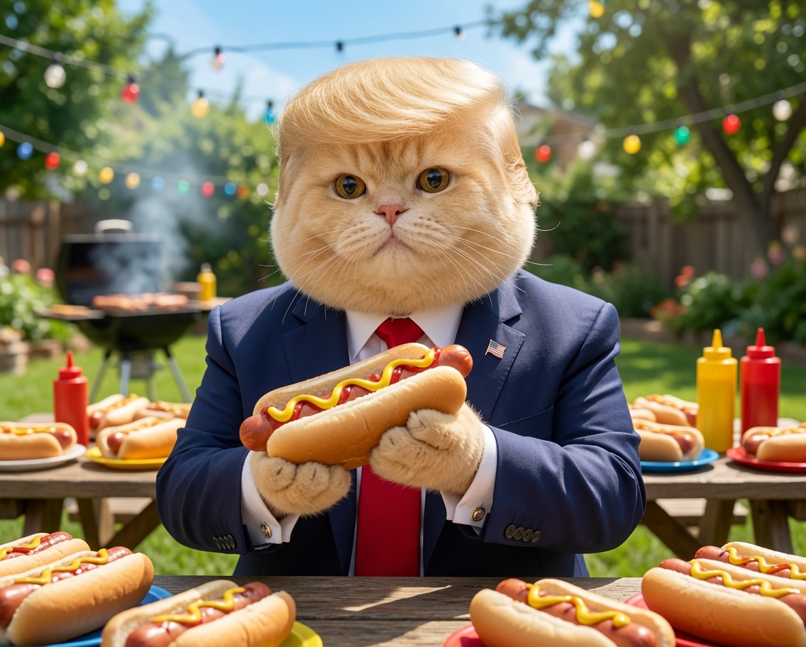 Trump____Cat's tweet photo. Hot Girl Summer is cancelled.
Itβs Hot Dog Summer now.
The cat approved. π±π
#HotDogSummer #TrumpCat https://t.co/sDRDjgaU08