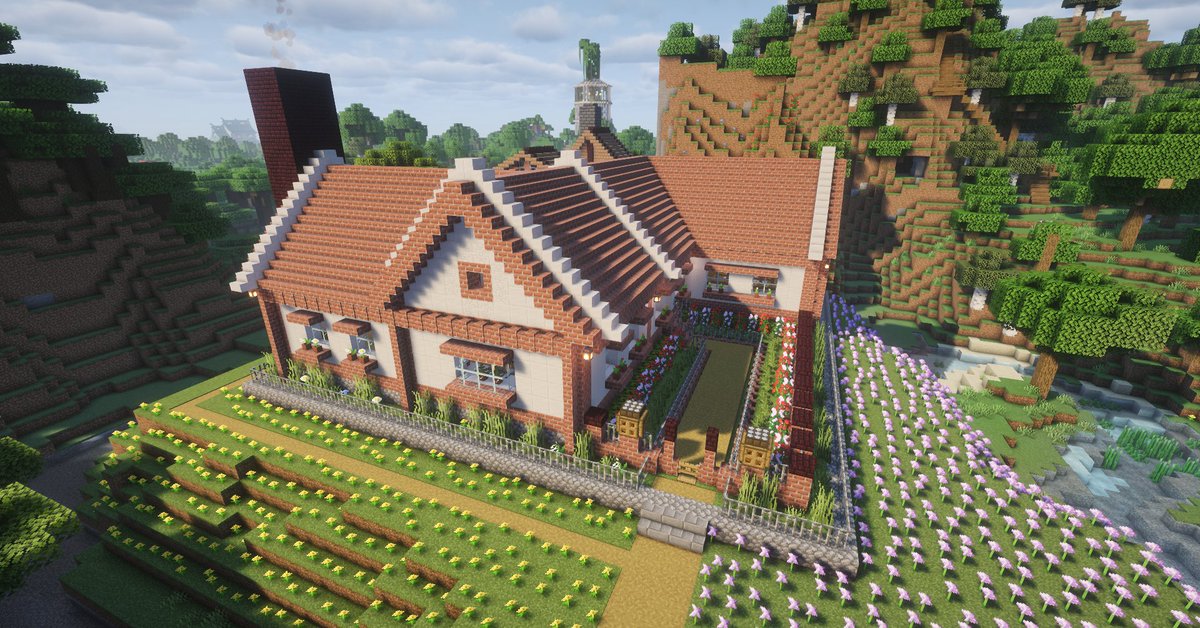 from_shawshank's tweet photo. レンガブロックとクォーツブロックで作ったお家です。（過去の作品です）

#Minecraft #マイクラ　#マインクラフト https://t.co/OXAZNaNucI